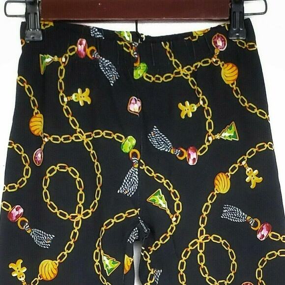 Christmas Leggings Juniors Sz XS Black Gingerbread Tree Charm Chain Holiday Knit - Picture 2 of 4